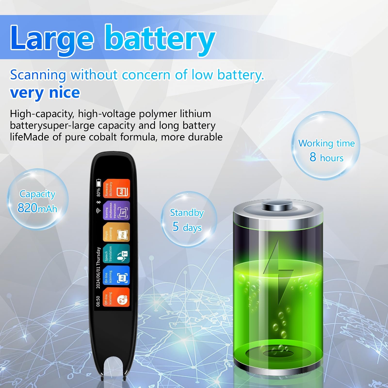 Ручка-перекладач WingFly Scan, онлайн 142 мови, 3,7-дюймовий сенсорний екран, фото №6 Ручка-перекладач WingFly Scan, онлайн 142 мови, 3,7-дюймовий сенсорний екран, фото №6