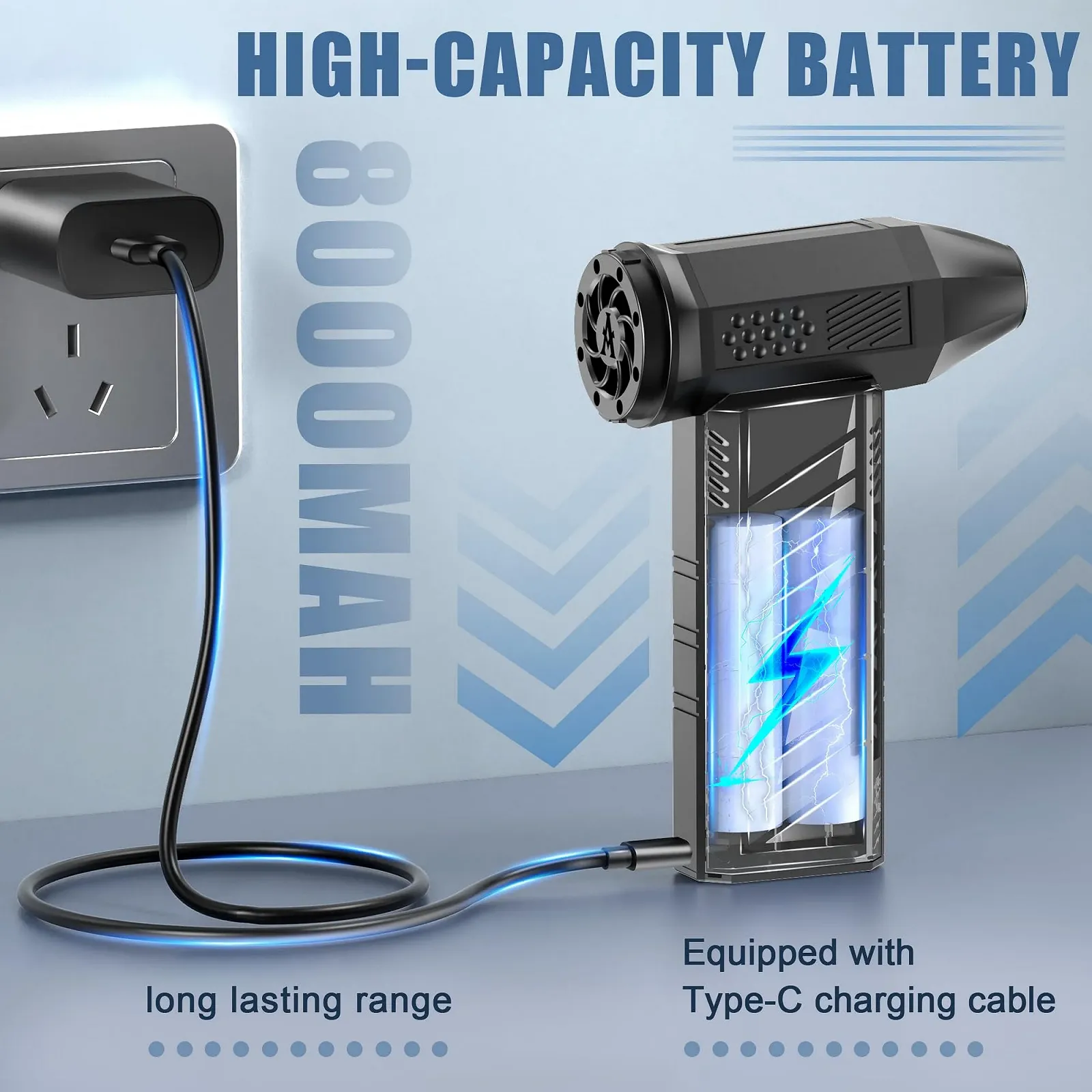 Електричний повітродувка  Cosyall 180,000 rpm 8000 mAh, фото №4