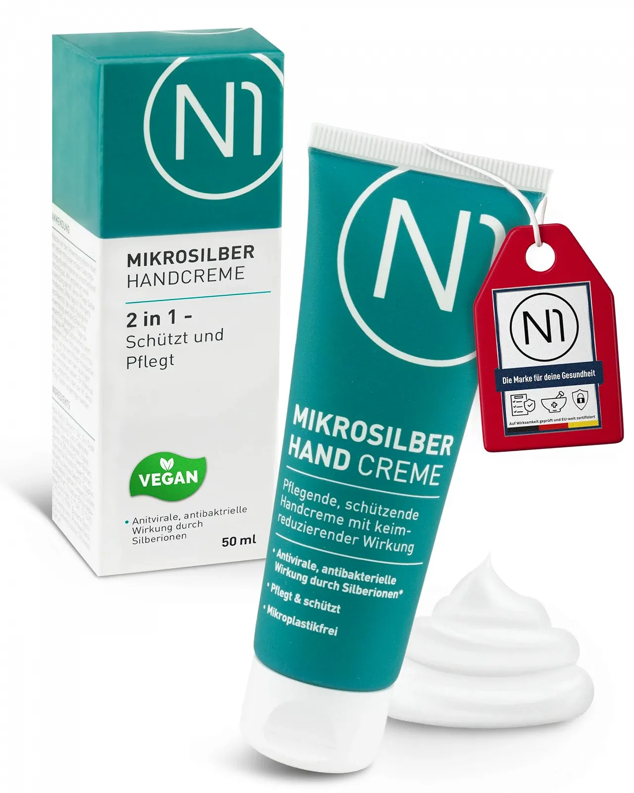 Крем для рук N1 Mikrosilber для очень сухой кожи рук 50 мл, содержит дезинфицирующее средство, фото №1