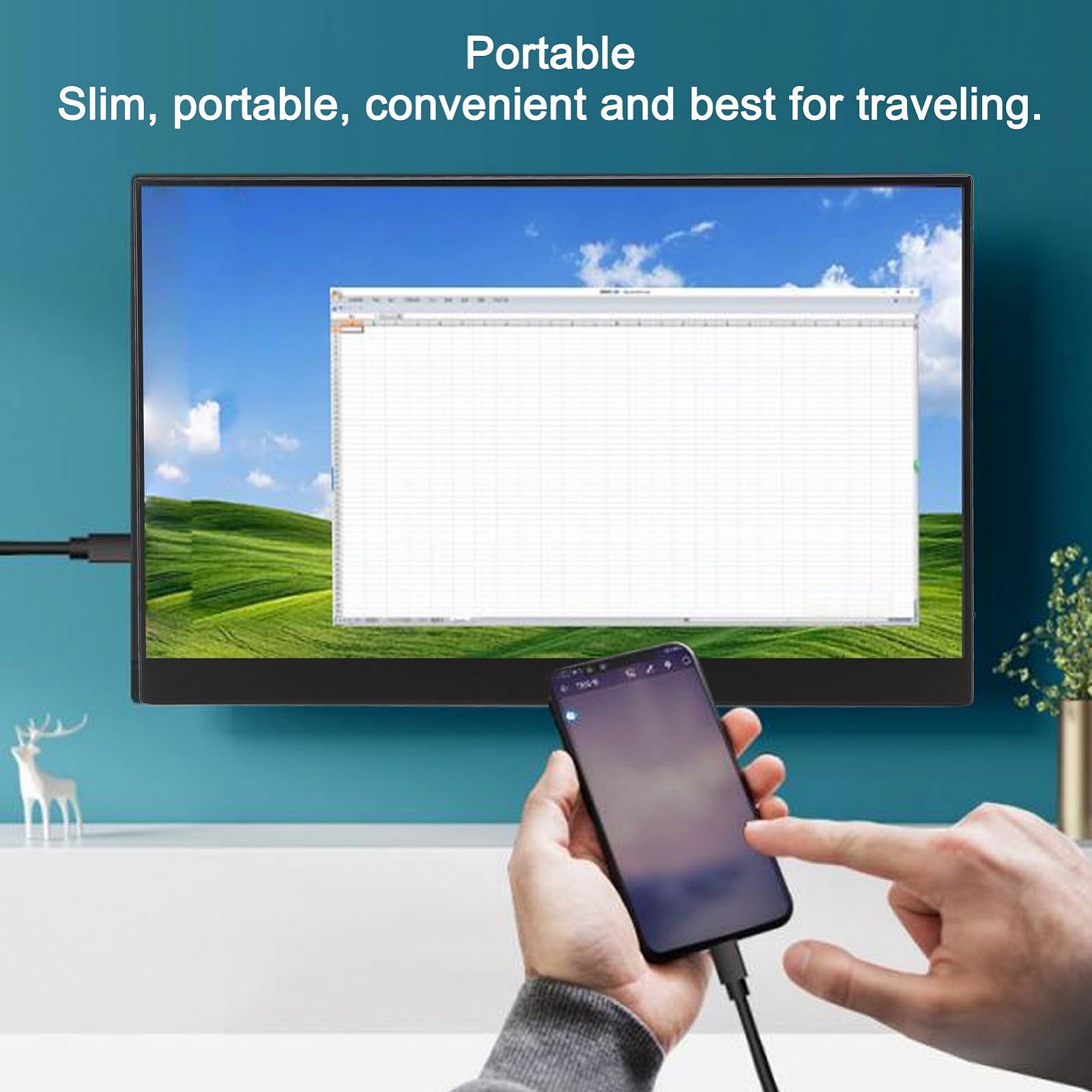 Монітор Portable 15.6 дюймів 1920 x 1080P 60Hz 16:9 USB C HDMI з чохлом із PU шкіри Чорний, фото №4