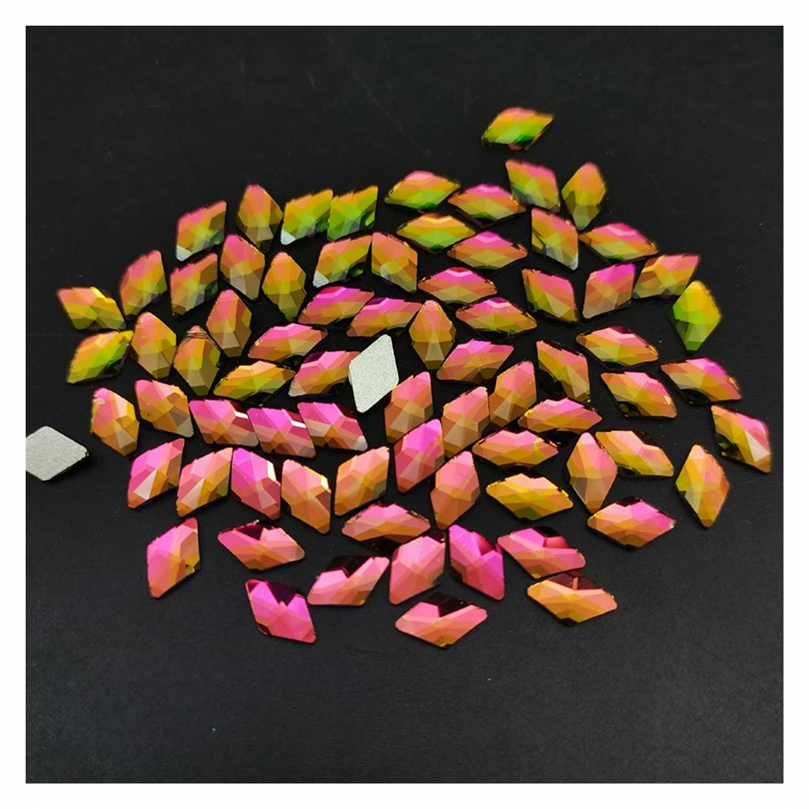 Стрази для нігтів Yaoqijie Райдужні, 360 шт, плоска задня частина, кристалічні скляні камені 12,7 x 20,3 см, фото №1