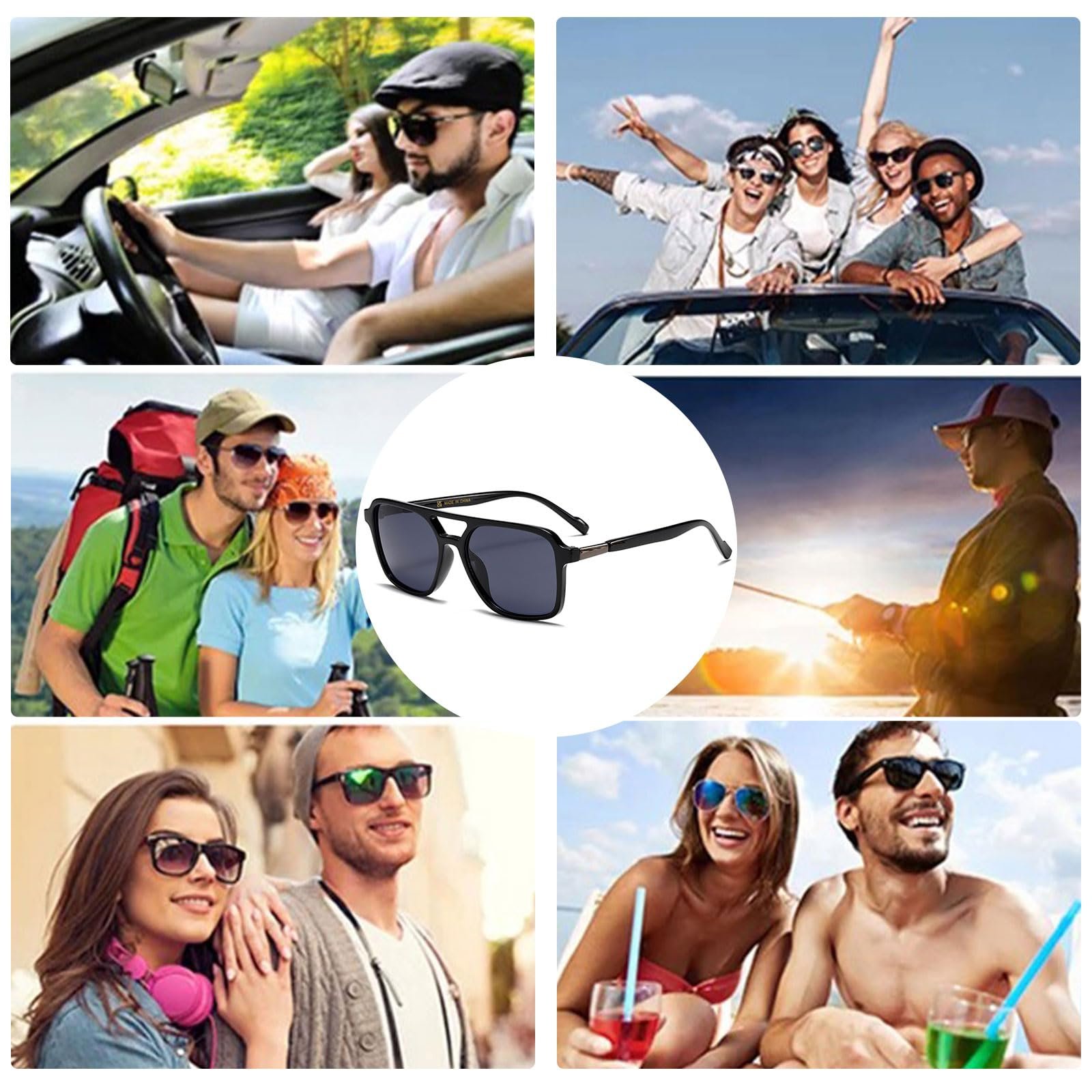 Сонцезахисні окуляри Прямокутні YAMEIZE Класичні з подвійним містком для чоловіків та жінок Ретро 70-х, фото №7