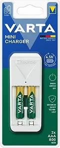 Зарядний пристрій Varta для акумуляторів, включає 2 x AAA 800 mAh, білий synthetic.ua - Фото 1