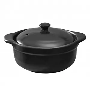 Кастрюля керамическая с крышкой термостойкая с антипригарным покрытием черная - Фото 1