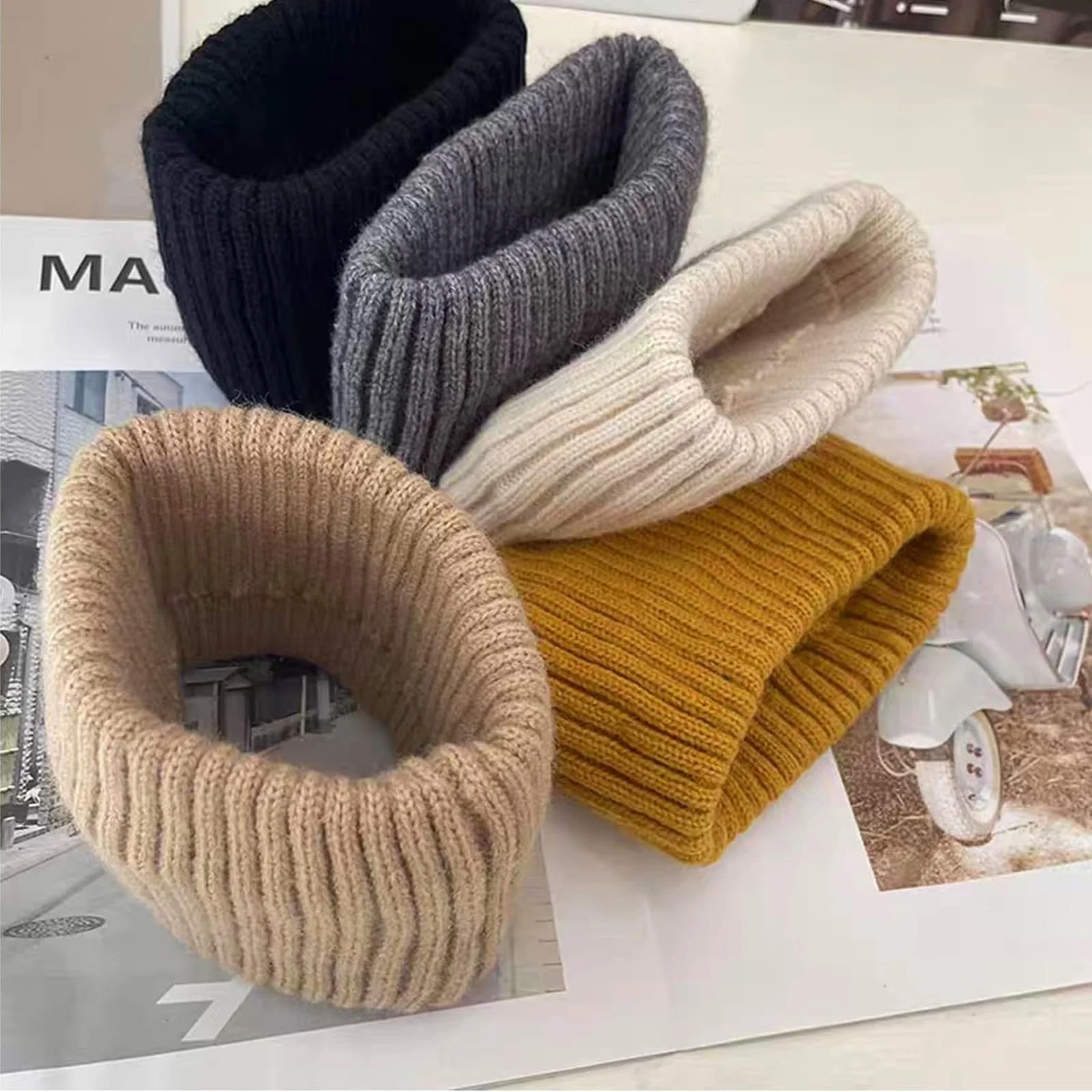 Пов'язка на голову В'язана, еластична, флісова, фото №5