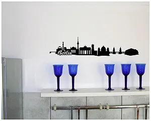 Наклейка на стіну Samunshi Berlin Skyline 30 x 6,4 см Чорний synthetic.ua - Фото 1