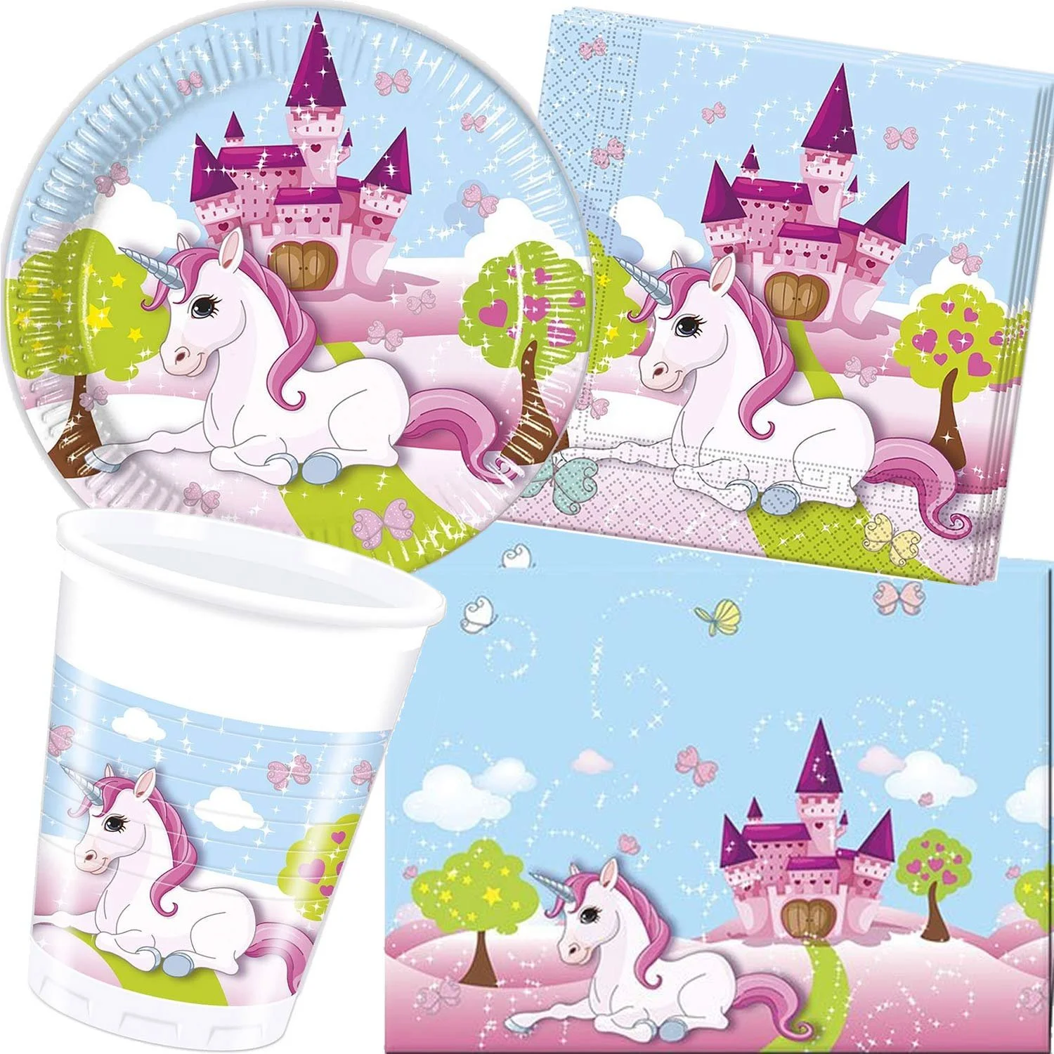 Набір посуду для вечірки Procos Unicorn, тарілки, стакани, серветки, скатертина, дитяча тема, фото №1 Набір посуду для вечірки Procos Unicorn, тарілки, стакани, серветки, скатертина, дитяча тема, фото №1