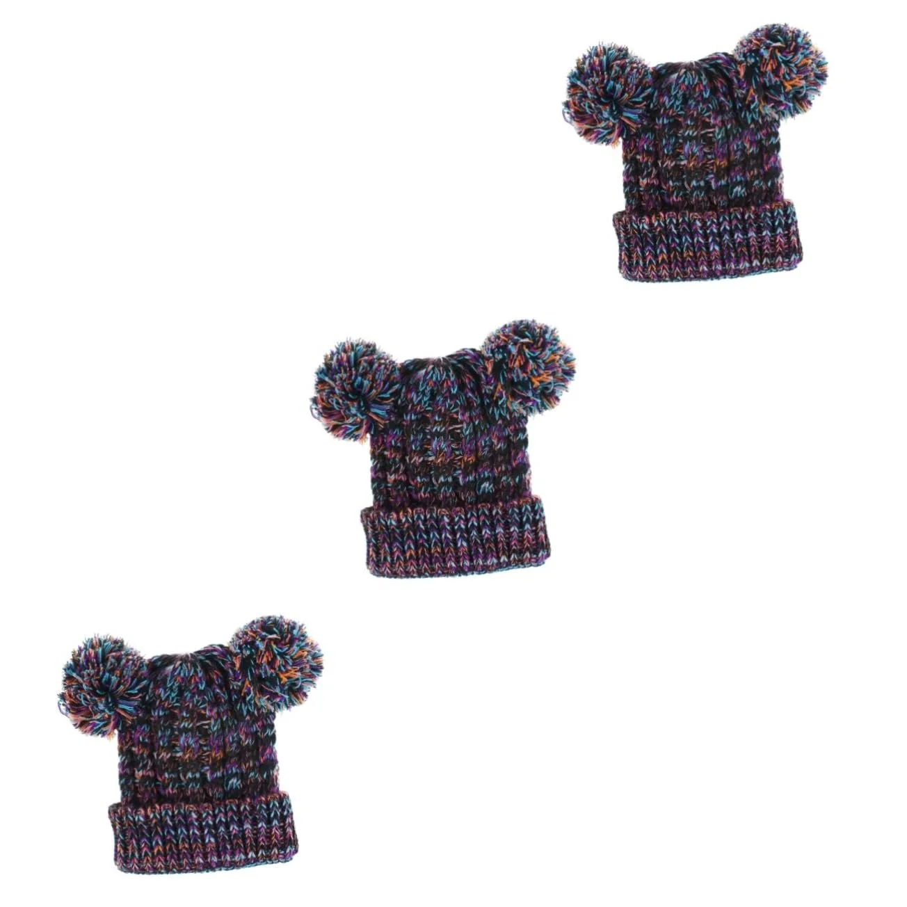 Вязаная шапка VALICLUD с помпонами для девочек, 3 шт., фото №1