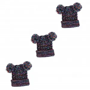 Вязаная шапка VALICLUD с помпонами для девочек, 3 шт. - Фото 1