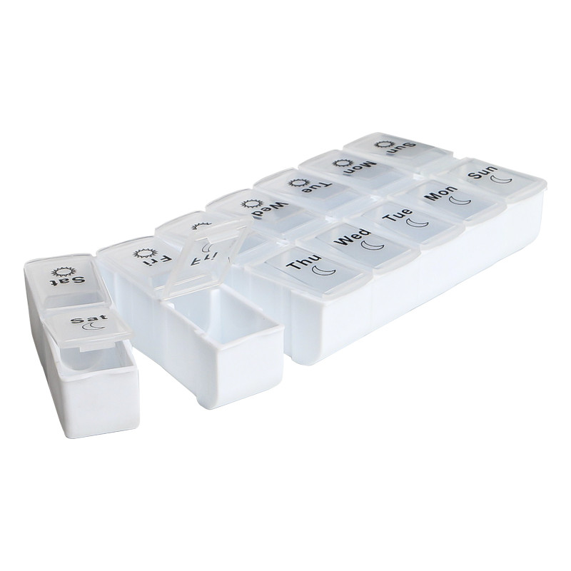Таблетница органайзер для таблеток Lesko Day-Night на 14 отделений Белый (9136-61349), фото №3