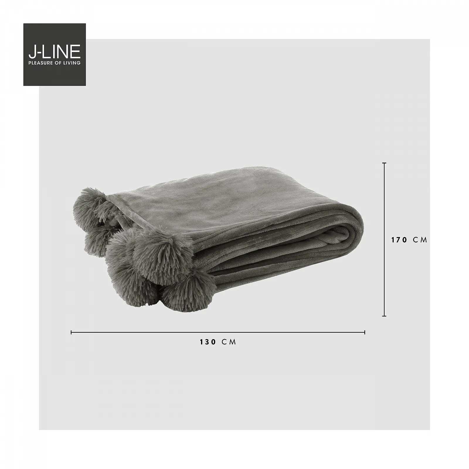 Плед J-Line З Понпонами Сірий 170 x 130 см, фото №4