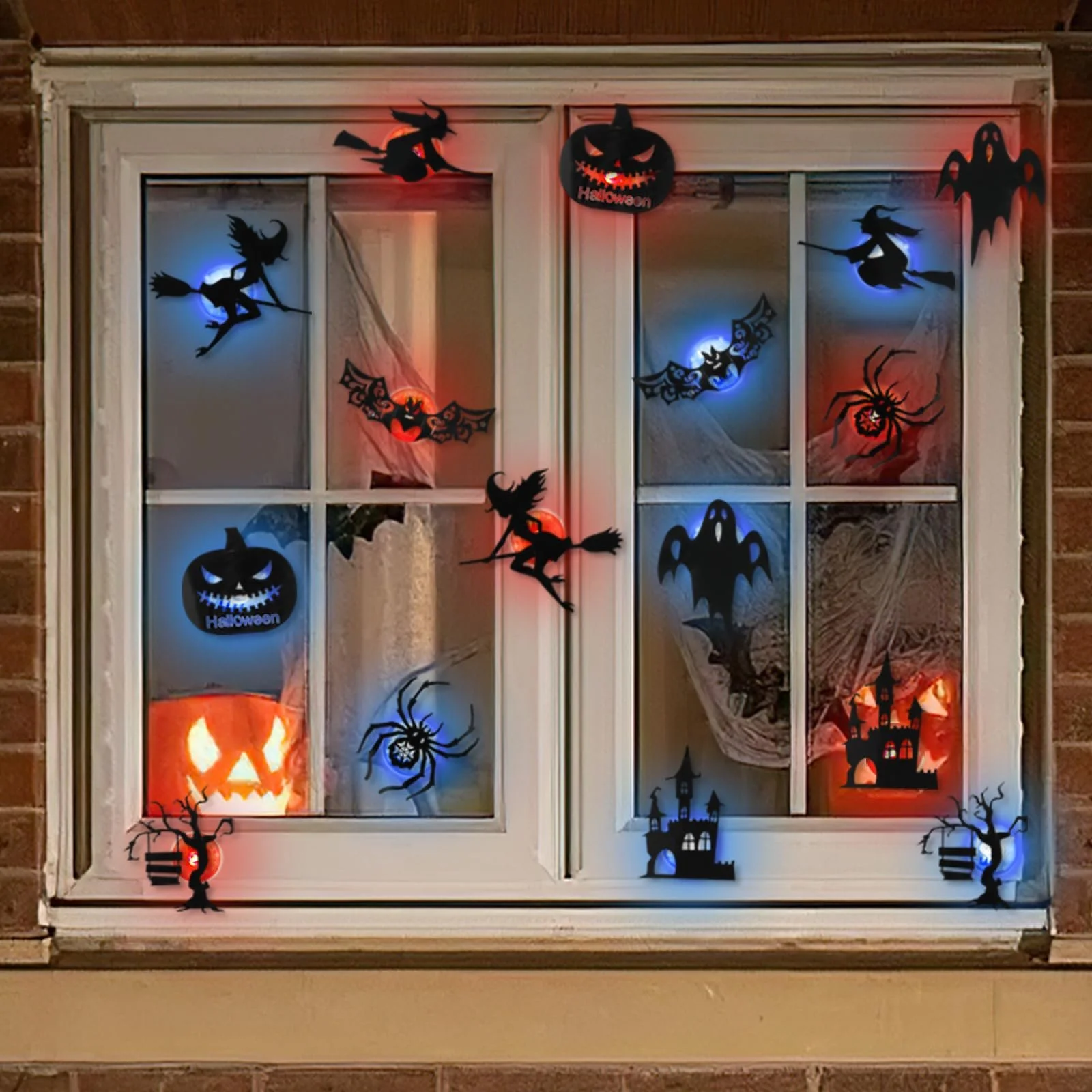 Набір наклейок на стіну Halloween 16 шт. LED 3D що світяться, фото №5