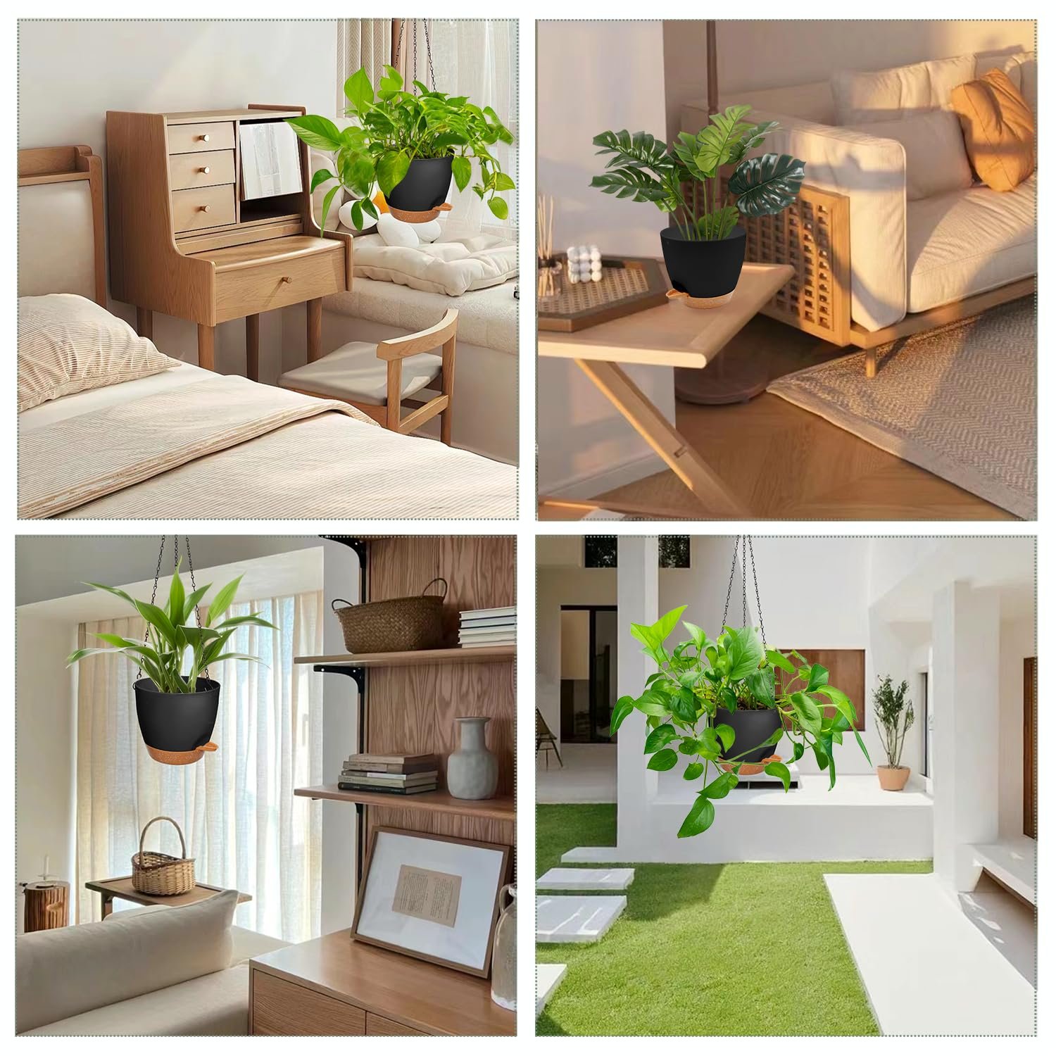 Підвісний горщик для квітів з автополивом Набір 2 шт. Пластик 20.5 см, фото №5