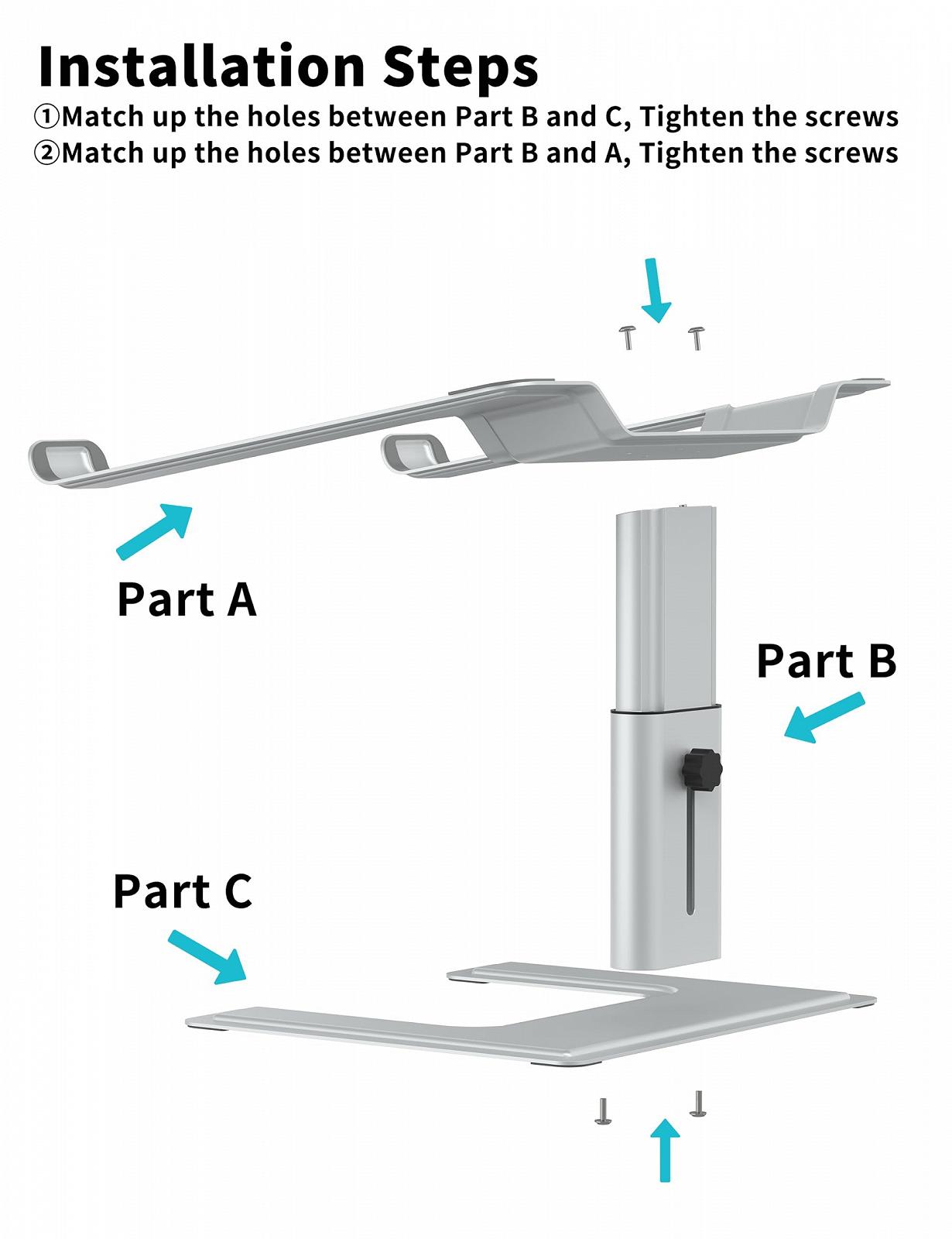 Підставка для ноутбука ALASHI Регульована по висоті Ергономічна Алюмінієва металева скоба для ПК Срібна, фото №6 Підставка для ноутбука ALASHI Регульована по висоті Ергономічна Алюмінієва металева скоба для ПК Срібна, фото №6