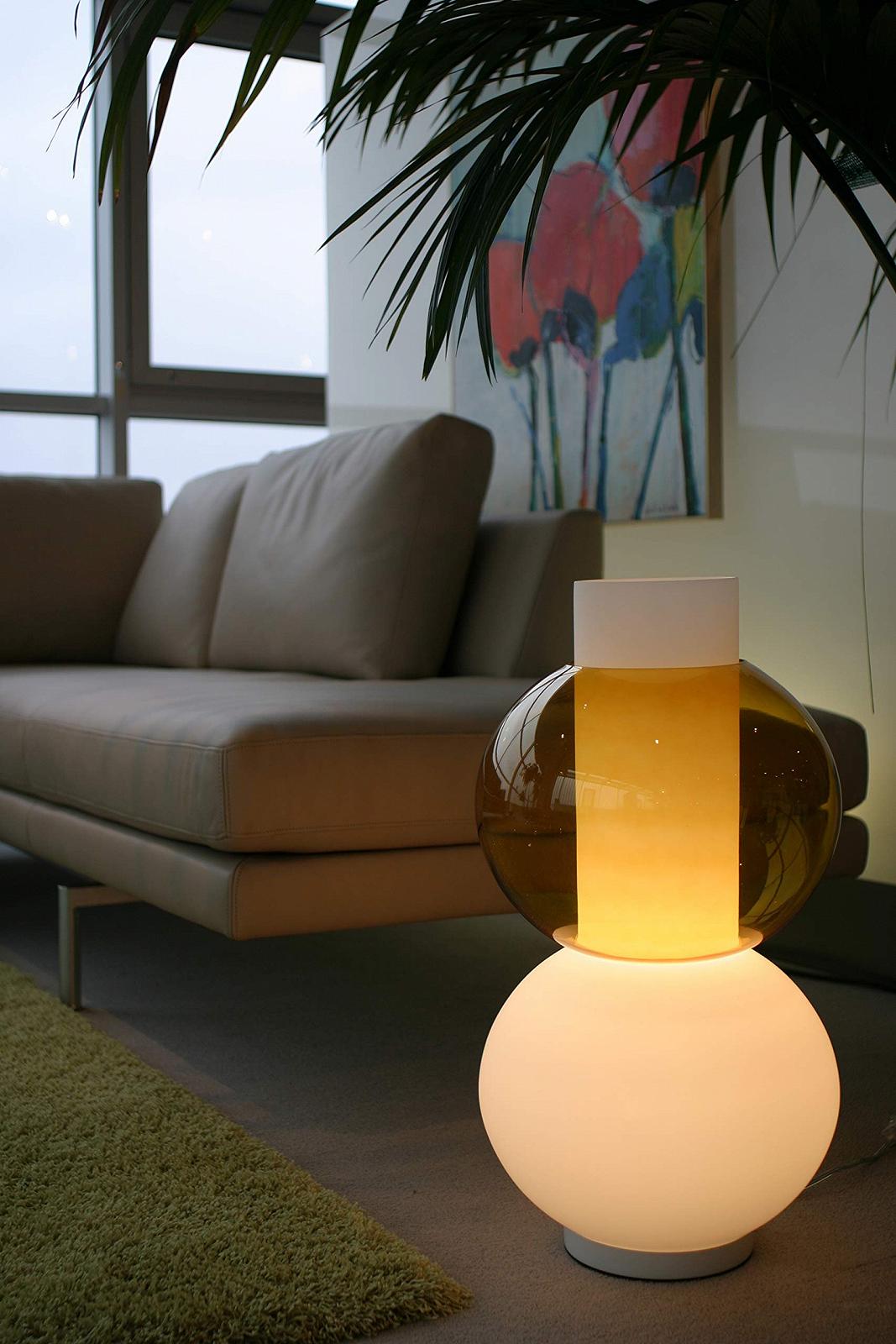 Настільна лампа DecoHomeTextil Lux THADDEUS скляна E27 100 Вт Бурштиновий опал, фото №2