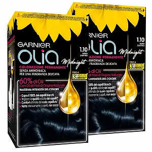 Фарба для волосся Garnier Olia Midnight Стійка 1.10 Sapphire Black Без аміаку Делікатний аромат 2 фарби - Фото 1