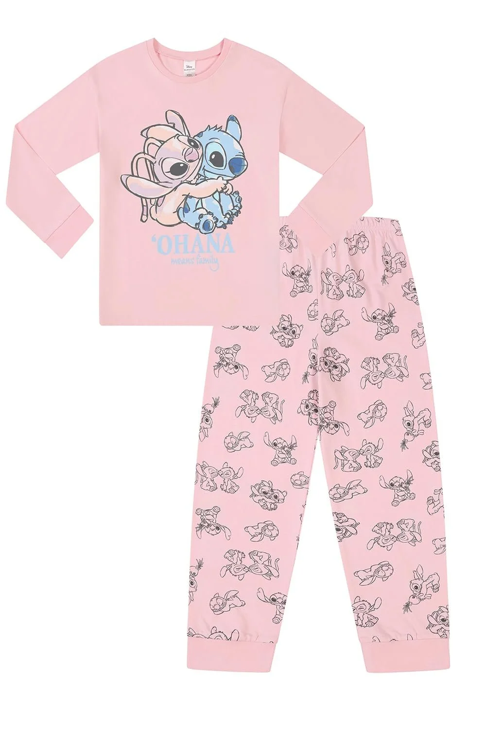 Піжама Disney Lilo and Stitch Для дівчат Довга Stitch та Angel Рожевий, фото №1