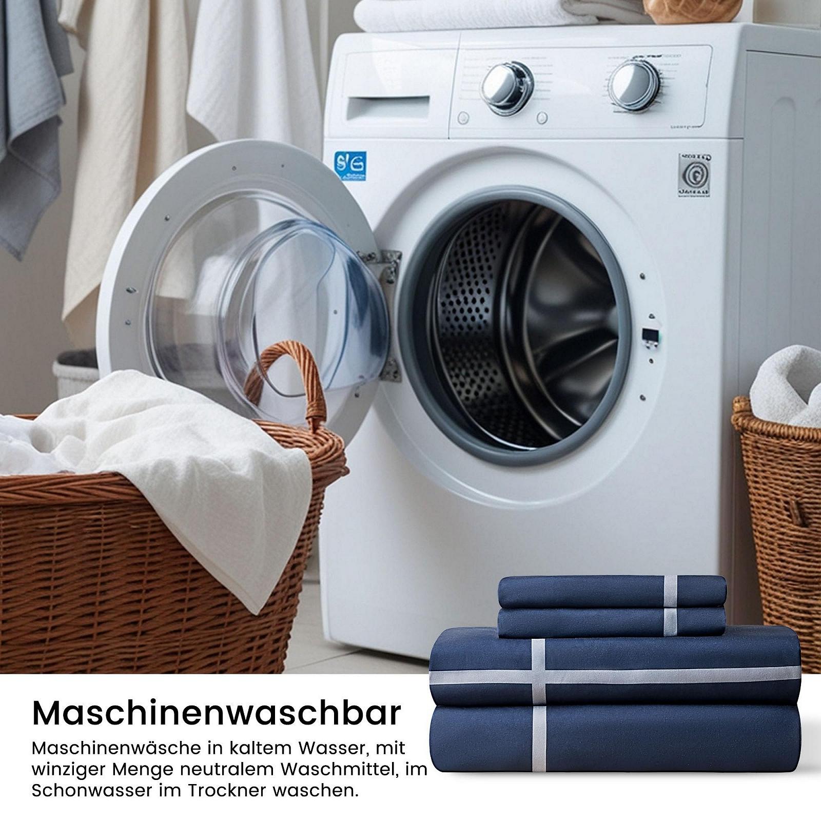 Комплект Постельного Белья Sonive из Микрофибры 155 x 200 см / Наволочка 80 x 80 см x 2, Синий в Клетку, фото №7