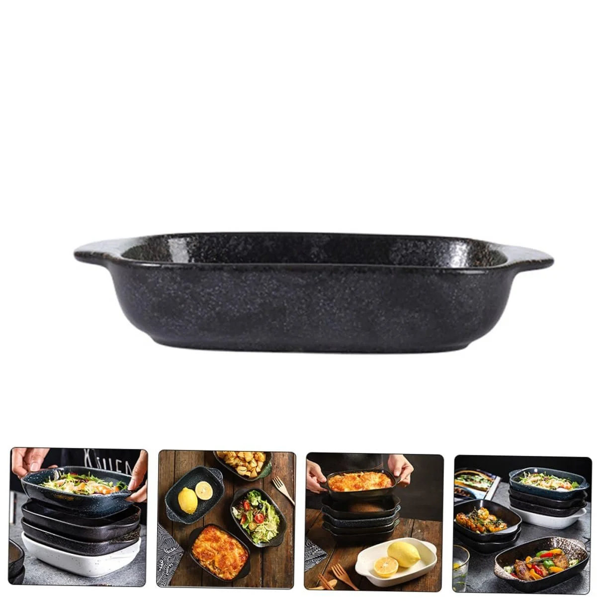 Форма для запікання Керамічна з подвійною ручкою Термостійка Ергономічна для посудомийної машини, фото №3