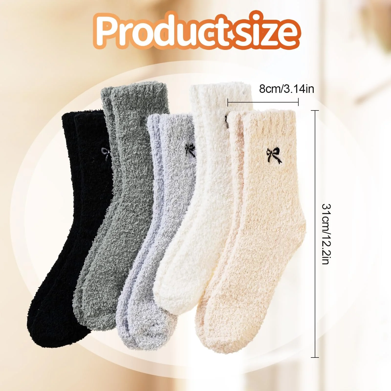 5 пар пухнастих шкарпеток для жінок, теплі шкарпетки, фото №6