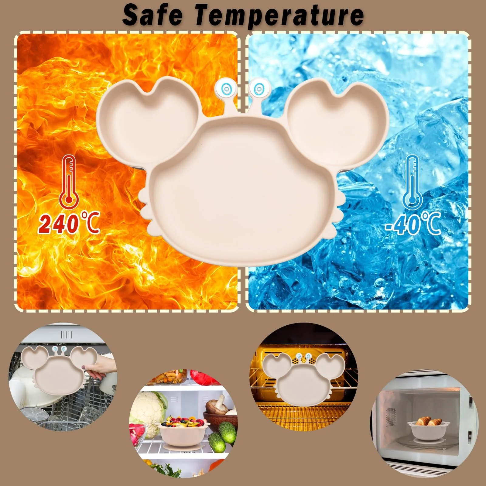 Набір дитячого посуду Kinyoda 10 предметів, силіконовий, нековзкий, з присоскою, з ложкою, виделкою, мискою, слинявчиком, чашкою, тарілкою, бежевий, фото №7 Набір дитячого посуду Kinyoda 10 предметів, силіконовий, нековзкий, з присоскою, з ложкою, виделкою, мискою, слинявчиком, чашкою, тарілкою, бежевий, фото №7