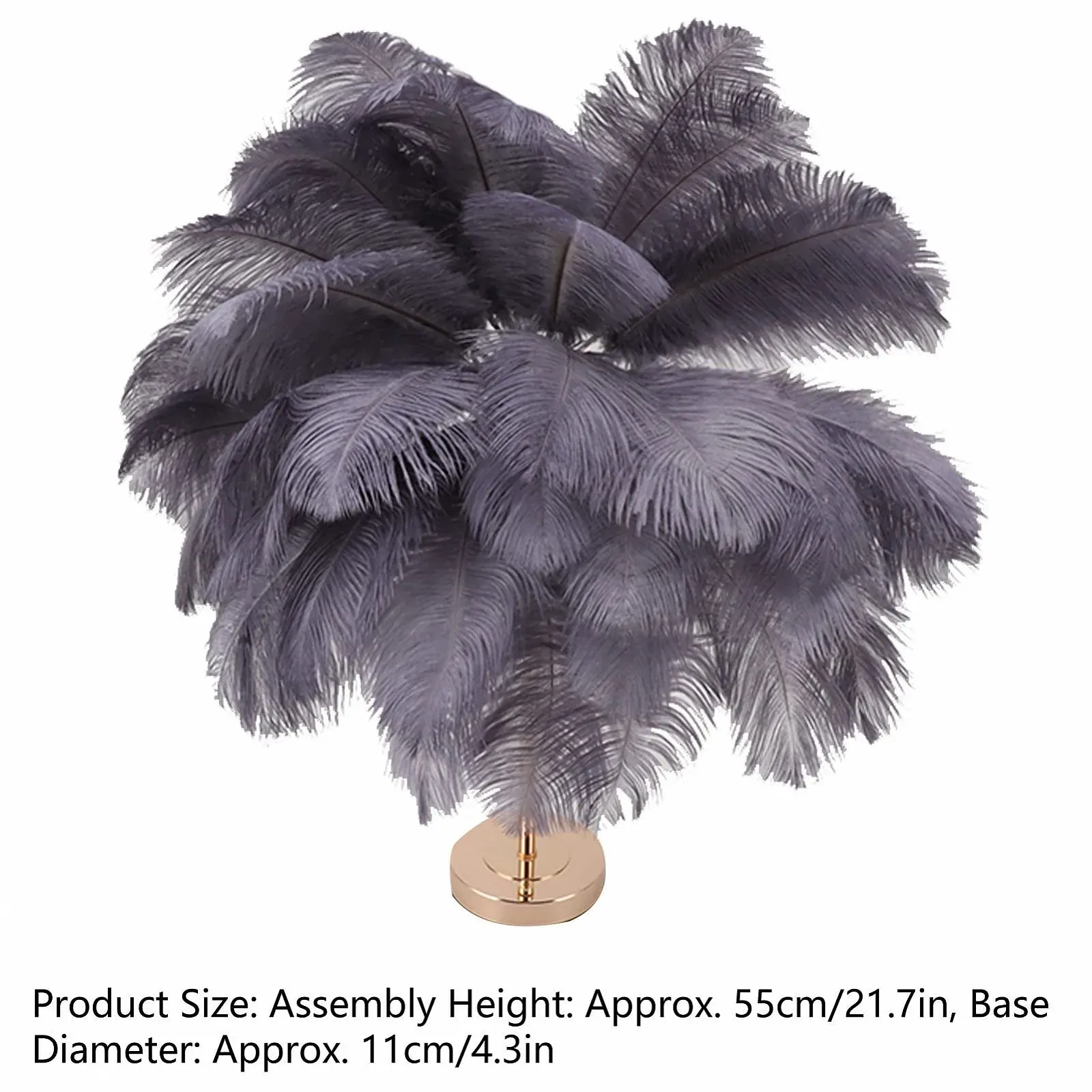 Настільна лампа Fockety Feather Сучасна з пір'я страуса Сенсорна USB Сірий, фото №7