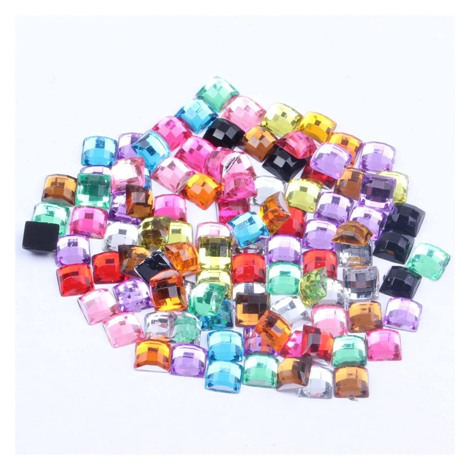 Стрази Квадратні 6 мм Wanglan, 5000 шт, Акрилові, Плоска задня частина, Земні грані, світло-рожевий колір, фото №3