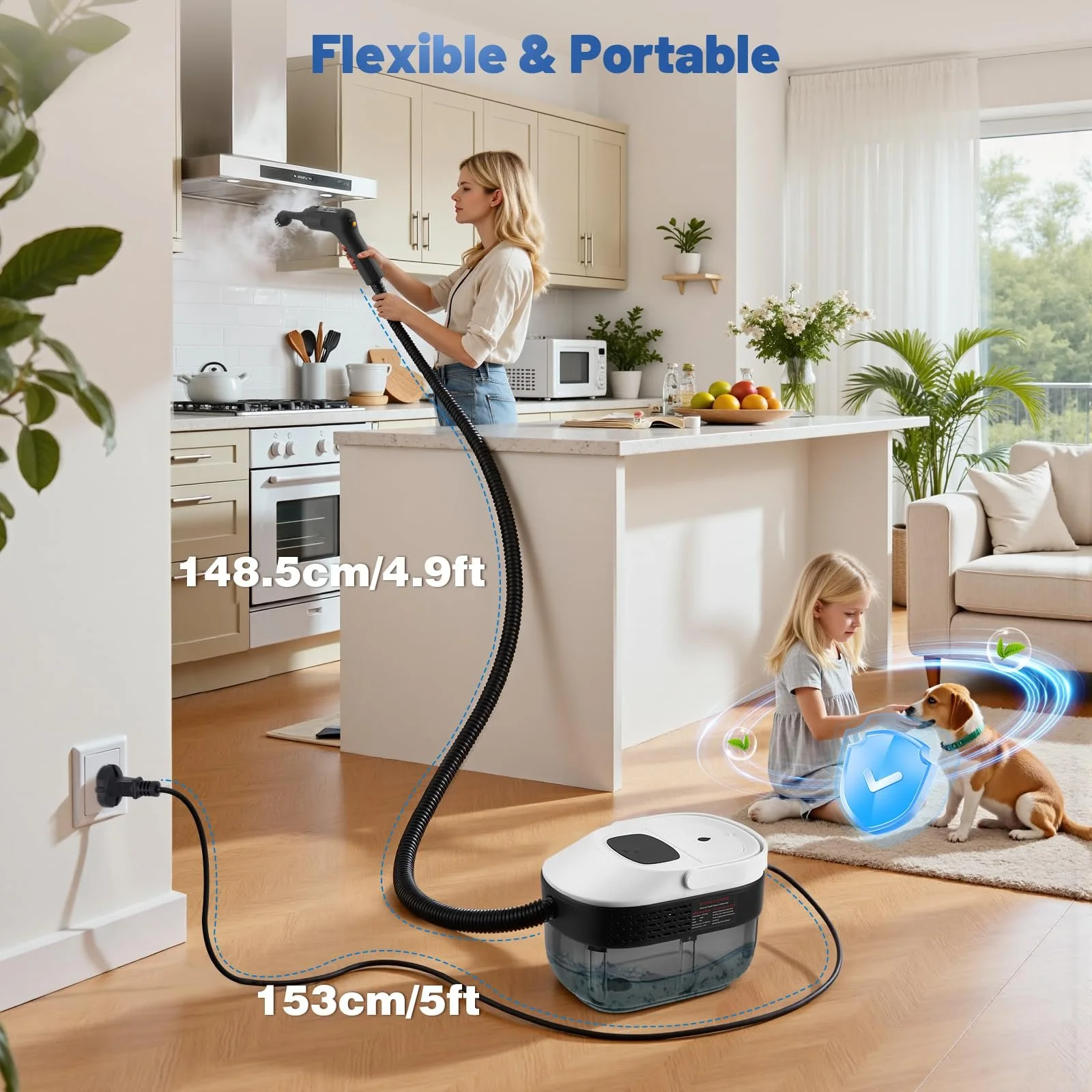 Ручний пароочисник 2500 Вт 1600 мл 3 бар із 6 щітками та 3 швидкостями, фото №8