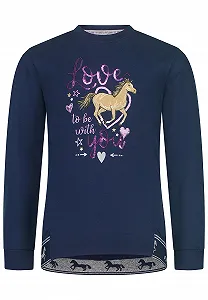 Толстовка для девочек SALT AND PEPPER с принтом лошади и блестками - Фото 1