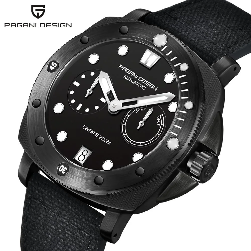 Механические часы Pagani Design Мужские часы с автоматическим заводом, водонепроницаемые часы 200 м из сапфирового стекла, спортивные мужские часы с нейлоновым ремешком, фото №2 Механические часы Pagani Design Мужские часы с автоматическим заводом, водонепроницаемые часы 200 м из сапфирового стекла, спортивные мужские часы с нейлоновым ремешком, фото №2