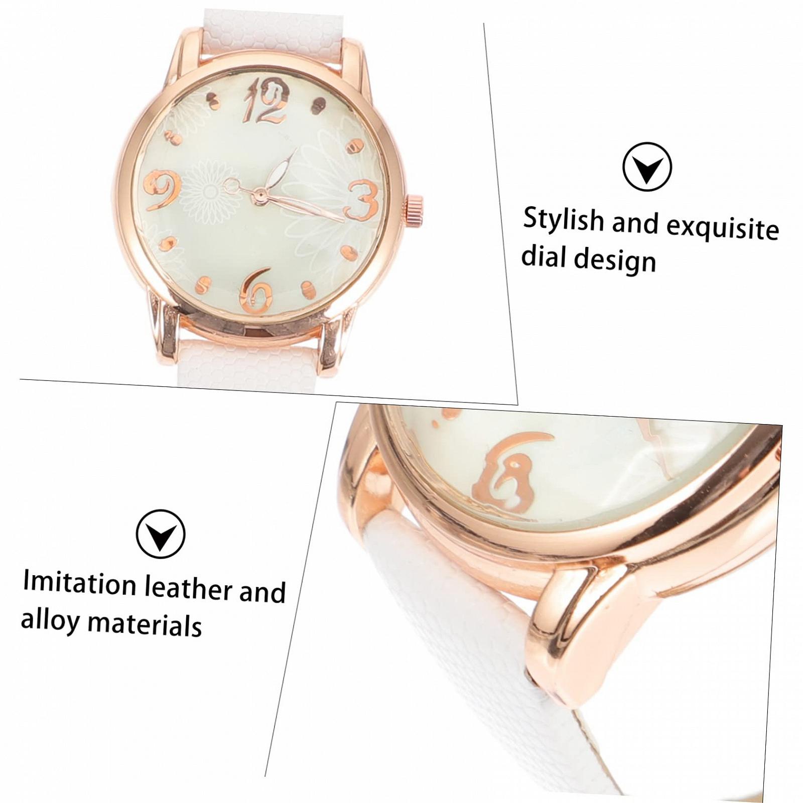 Женские часы OATIPHO с синим кожаным ремешком, синий/белый, фото №5