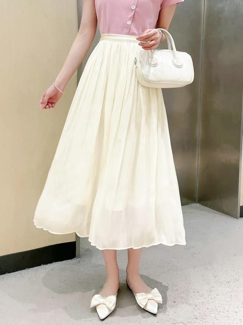 Спідниця Dissa SK9818 Жіноча, середньої довжини, модна, A-силуету, плісирована, однотонна, елегантна, фото №2