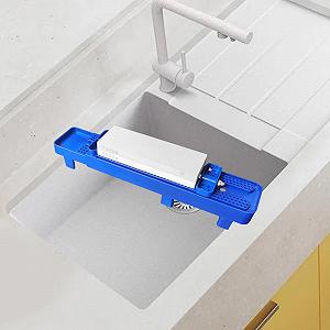 Держатель для точильного камня Schleifsteinhalter Spülbrücke на мойку регулируемый Blue голубой synthetic.ua - Фото 1