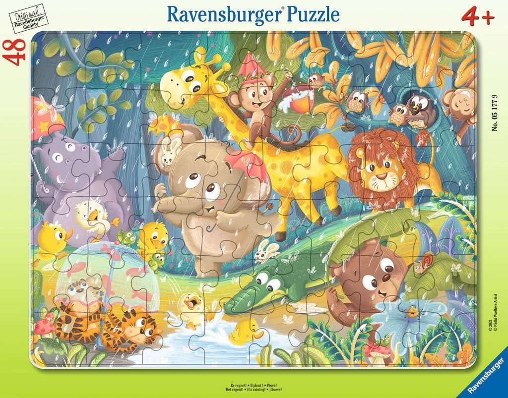 Детский пазл Ravensburger 05177 "Es regnet!" рамка-пазл 48 элементов, фото №1