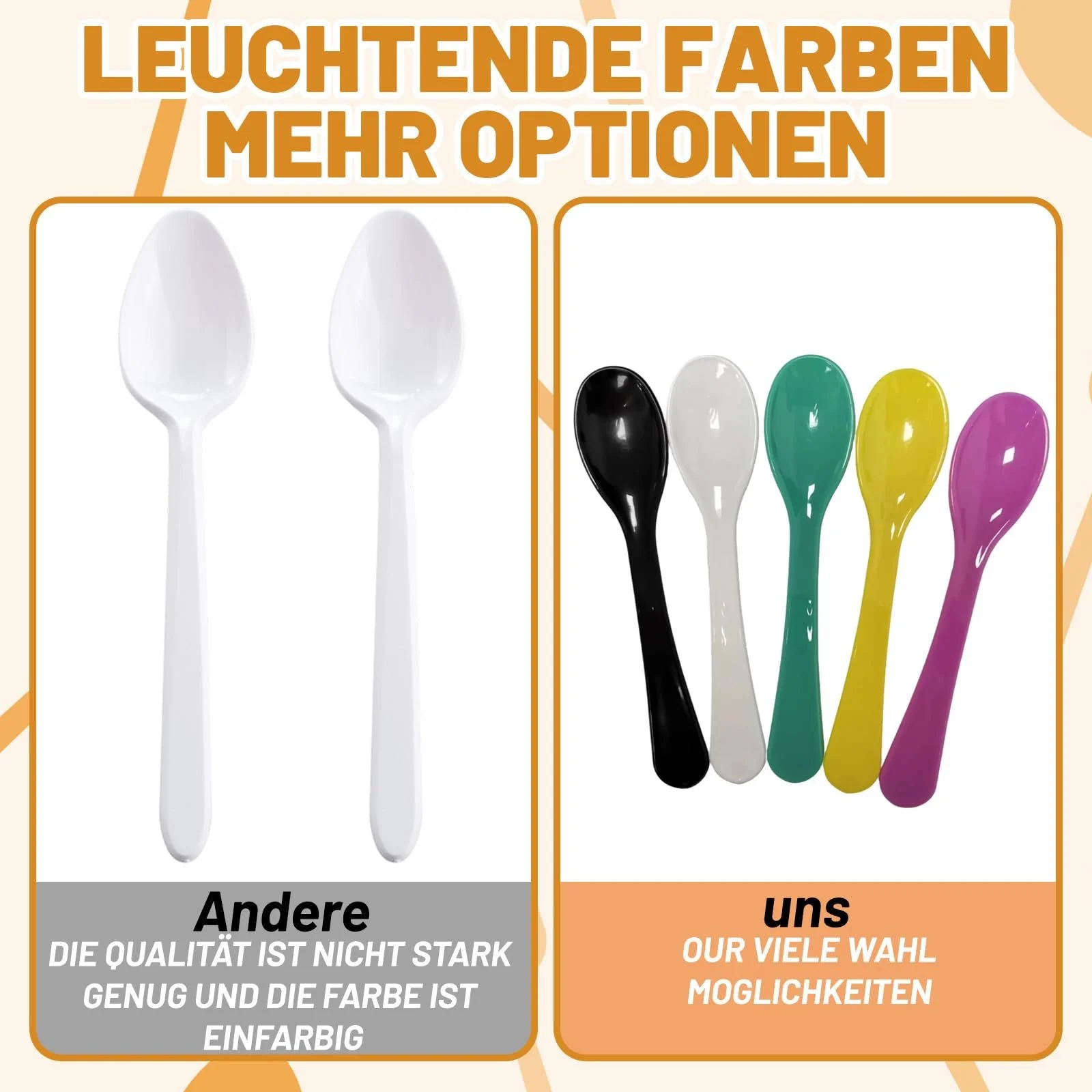 Ложка Пластикова 10 штук Різні Кольори, фото №4