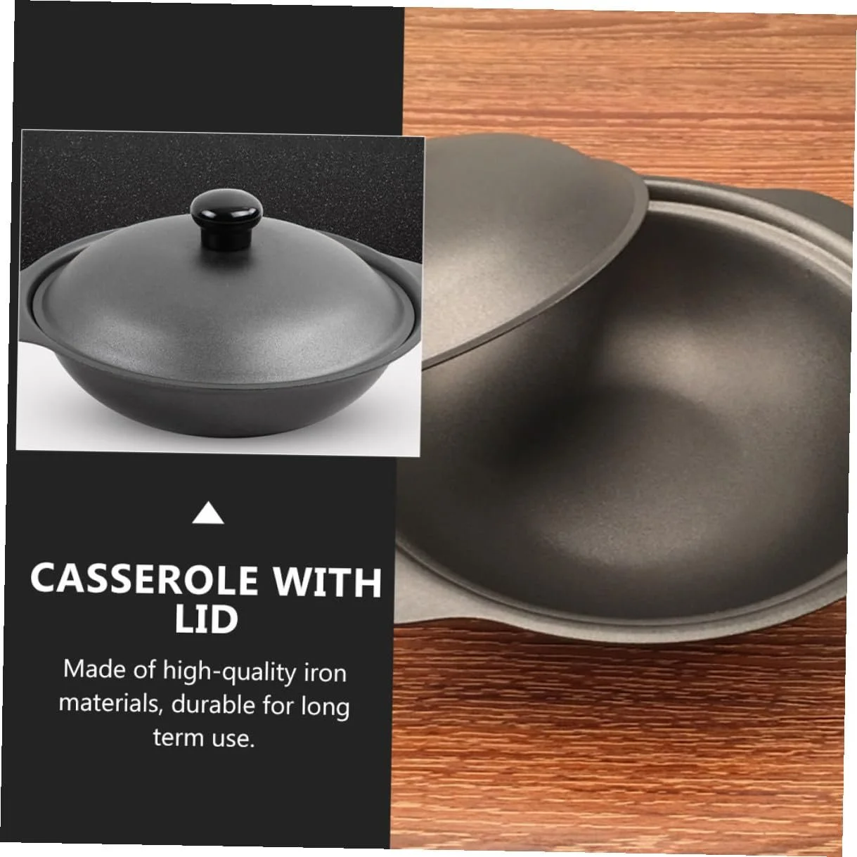 Кастрюля для риса Homoyoyo чугунная с крышкой термостойкая антипригарная, фото №5