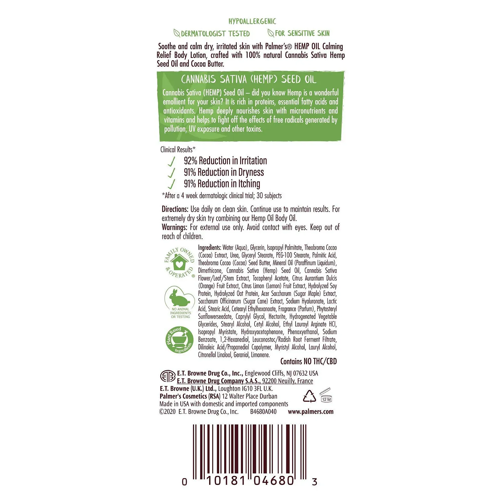 Лосьйон для тіла Palmer's Cocoa Butter Formula Hemp Oil Заспокійливий 236 мл, фото №11 Лосьйон для тіла Palmer's Cocoa Butter Formula Hemp Oil Заспокійливий 236 мл, фото №11