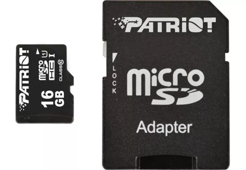 Карта памяти MicroSDHC 16GB UHS-I Class 10 Patriot LX SD-adapter PSF16GMCSDHC10, фото №1