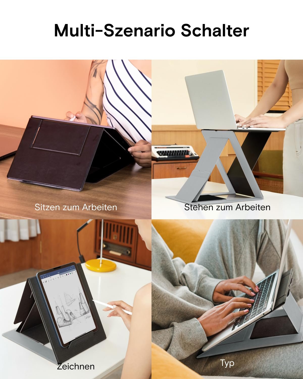 Подставка-трансформер MOFT Z Invisible Thin, регулируемый угол наклона сидя/стоя, совместима с большинством ноутбуков Серый, фото №2