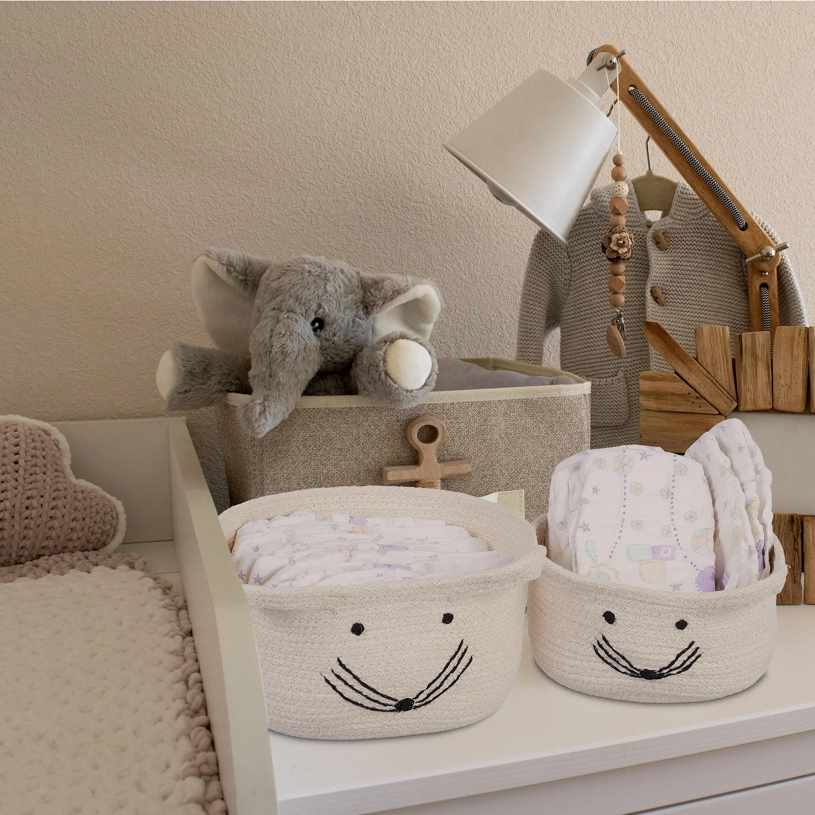 Комплект корзин для хранения, 3 шт. Relaxdays Мышка Белый/Черный, фото №5