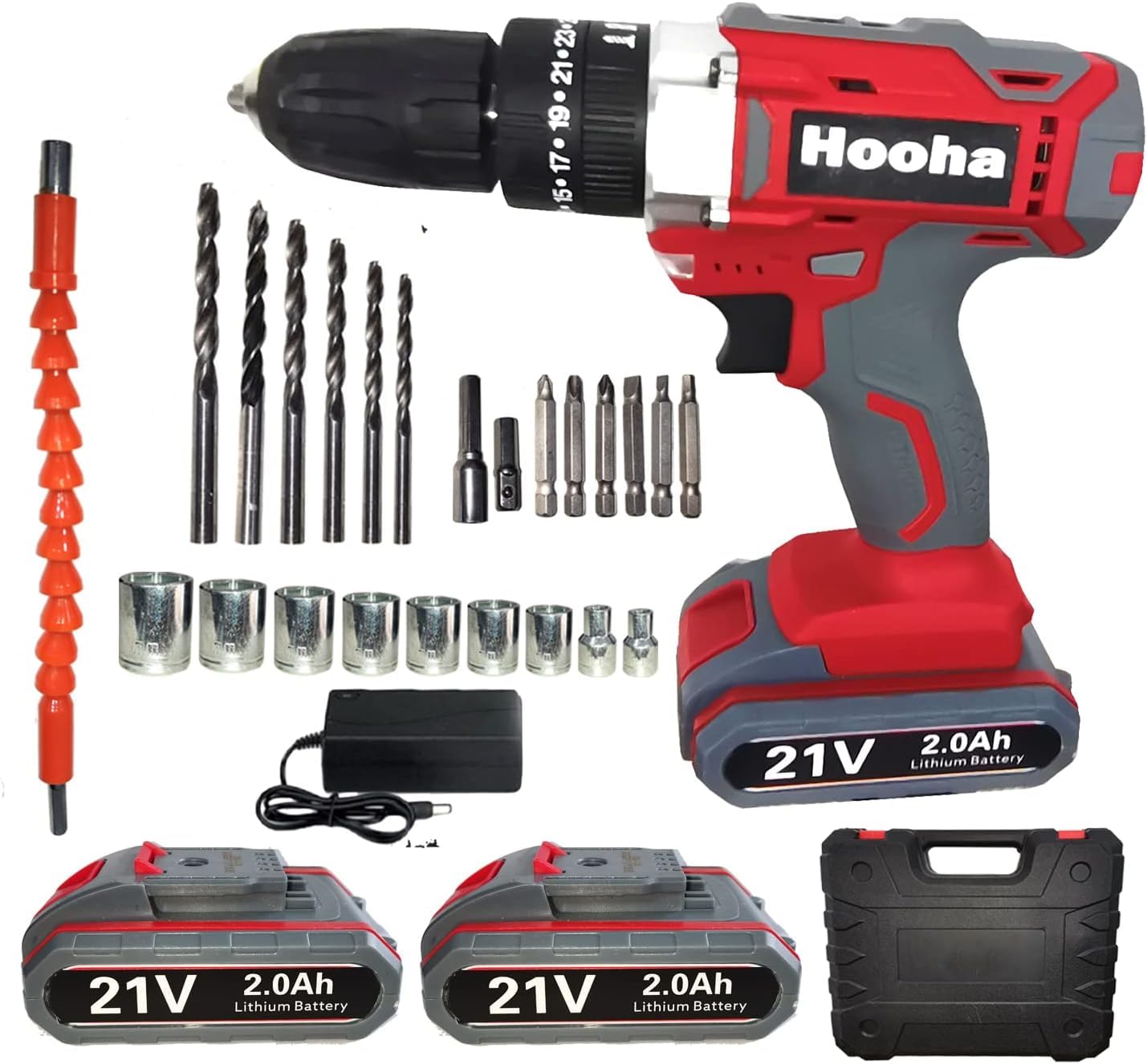 Шурупокрут Hooha 65 Nm Безпровідний Набір з 2 батареями 2.0 Ah 21 V світлодіодний Шуроповерт, фото №1