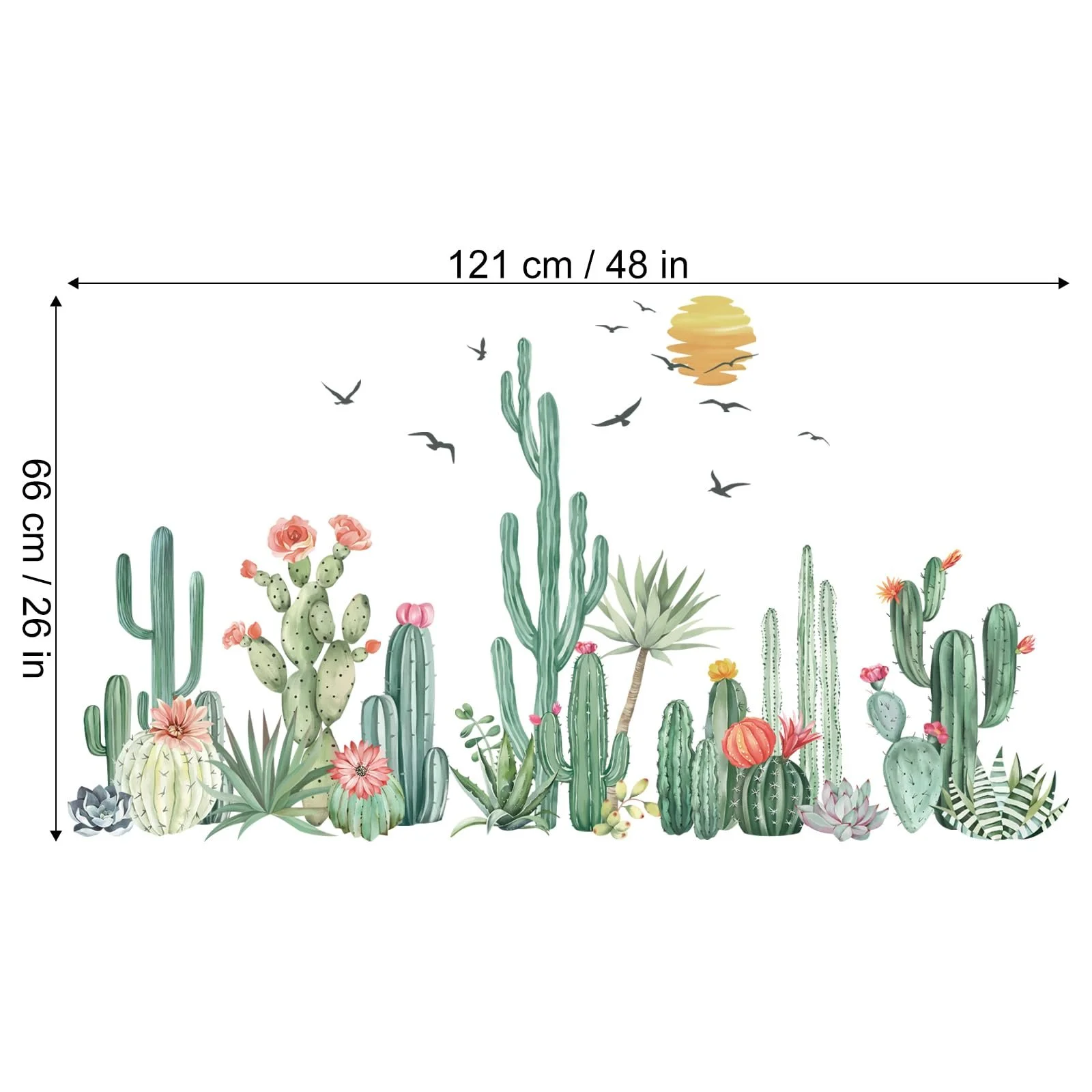 Наклейки на стіну Кактуси та пальми Тропічні рослини знімні водонепроникні Зелені, фото №4