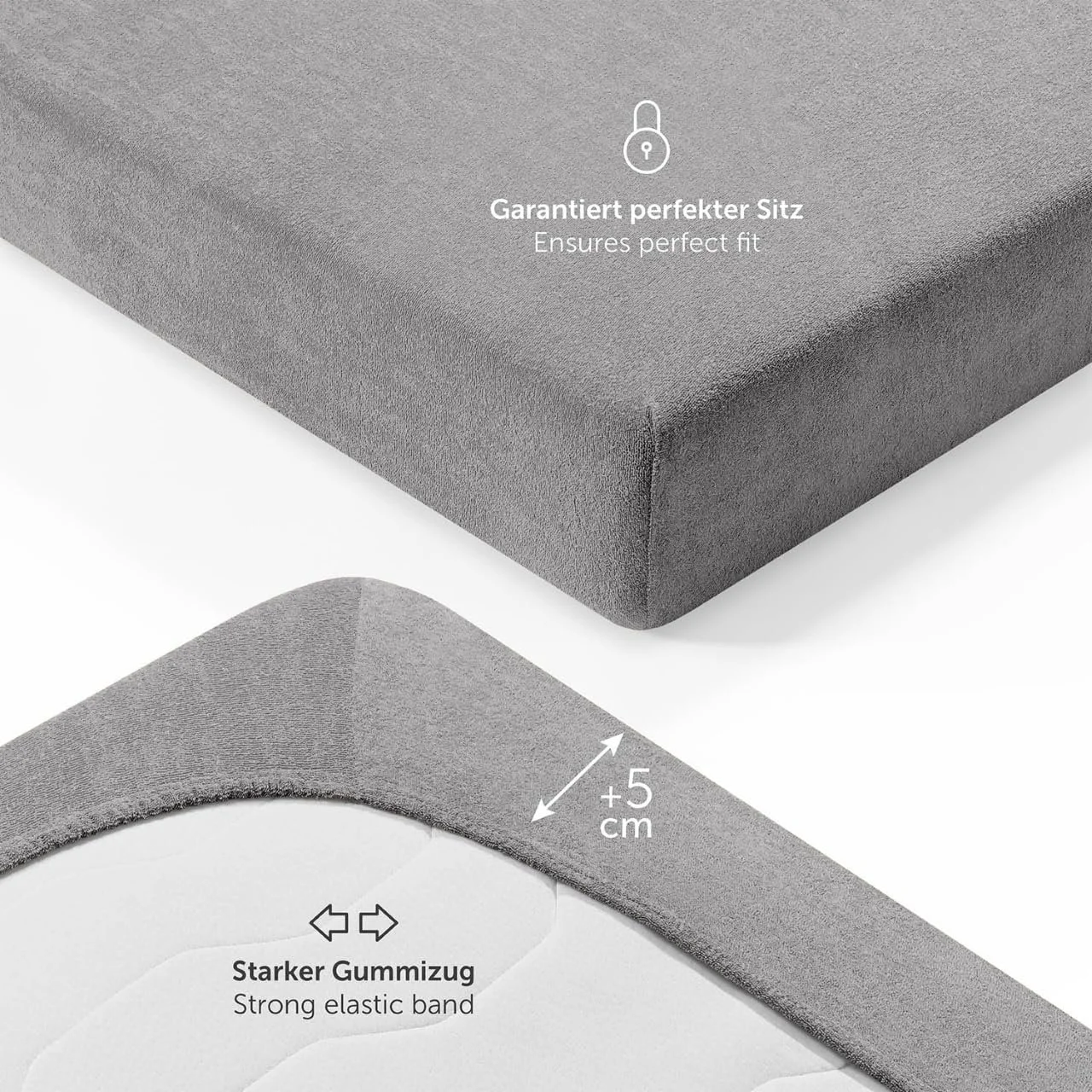 Простирадло на гумці Terry Blumtal 180 x 200 см Сірий, фото №3 Простирадло на гумці Terry Blumtal 180 x 200 см Сірий, фото №3