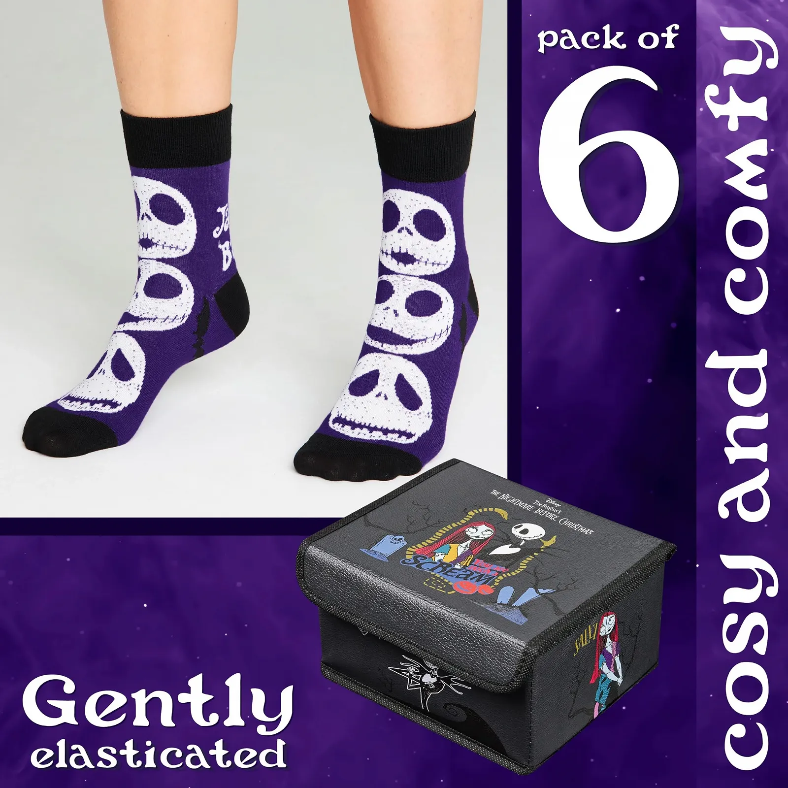 Шкарпетки Disney Nightmare Before Christmas Жіночі 6 пар, фото №4 Шкарпетки Disney Nightmare Before Christmas Жіночі 6 пар, фото №4