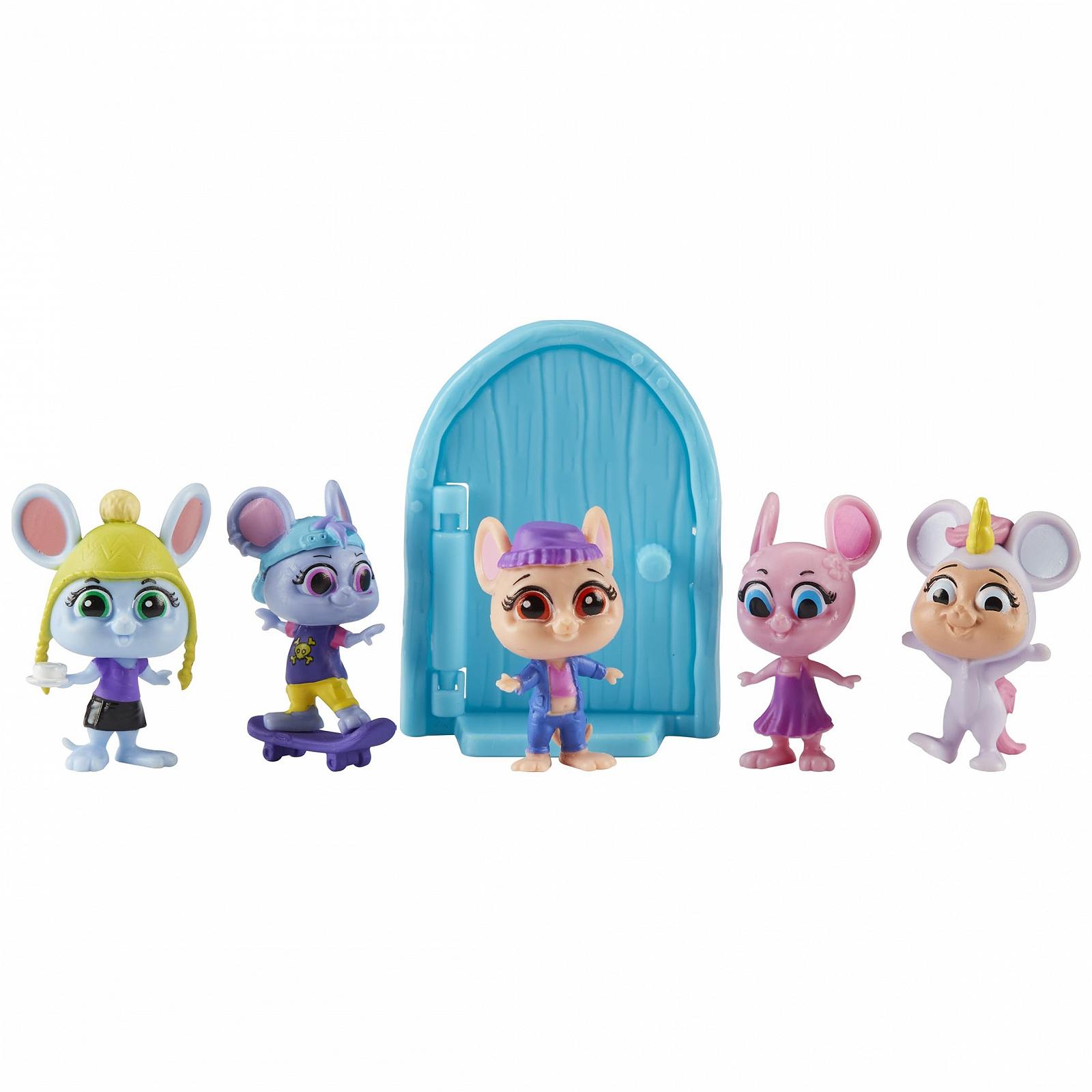 Фигурки GIOCHI PREZIOSI MOUSE IN THE HOUSE Модель 2, 5 шт., мышки с волшебной дверью, аксессуары, светящиеся в темноте наклейки, фото №3