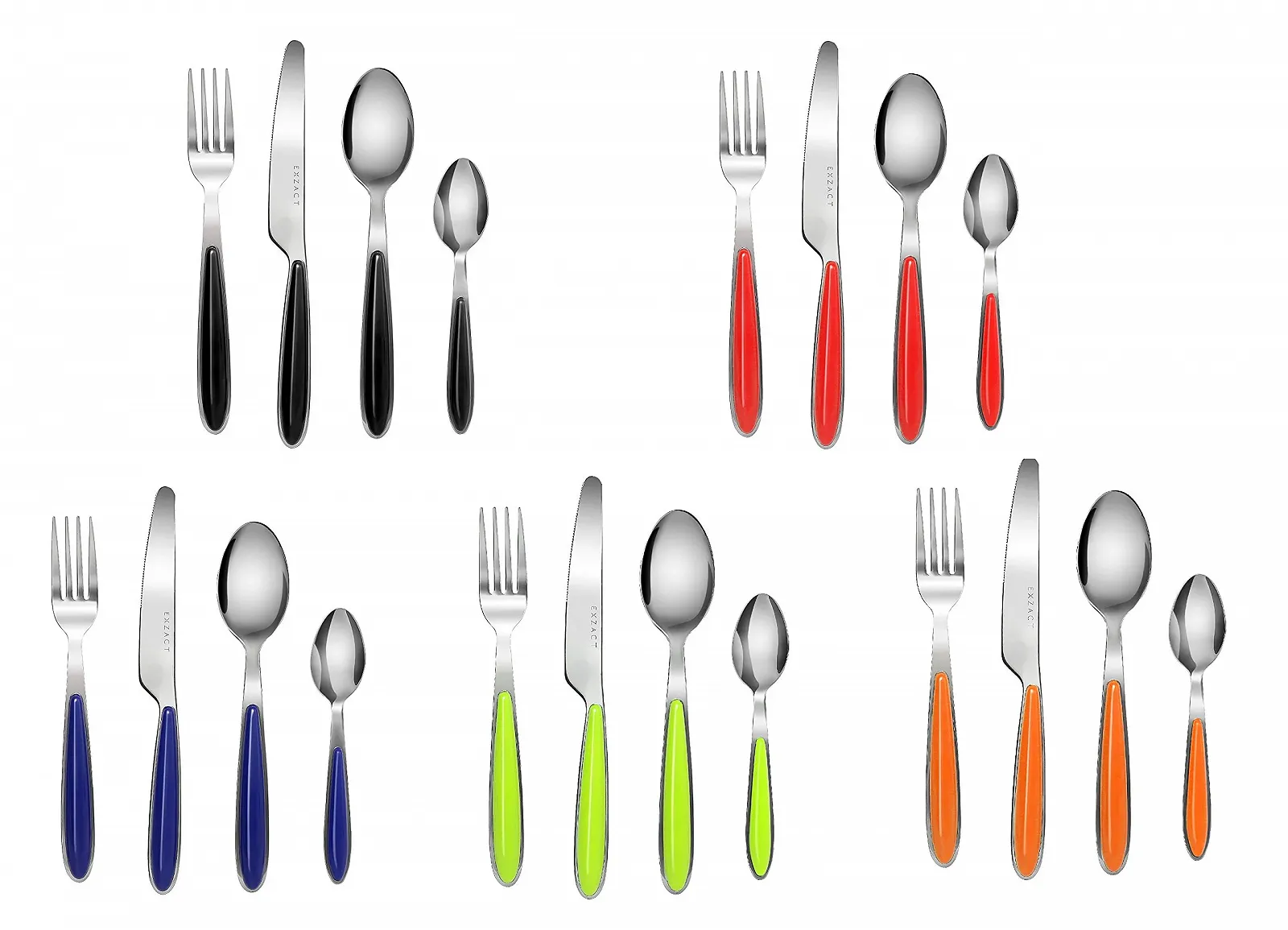 Набор столовых приборов Exzact EX07, 16 предметов, нержавеющая сталь, цветные ручки, фото №5 Набор столовых приборов Exzact EX07, 16 предметов, нержавеющая сталь, цветные ручки, фото №5