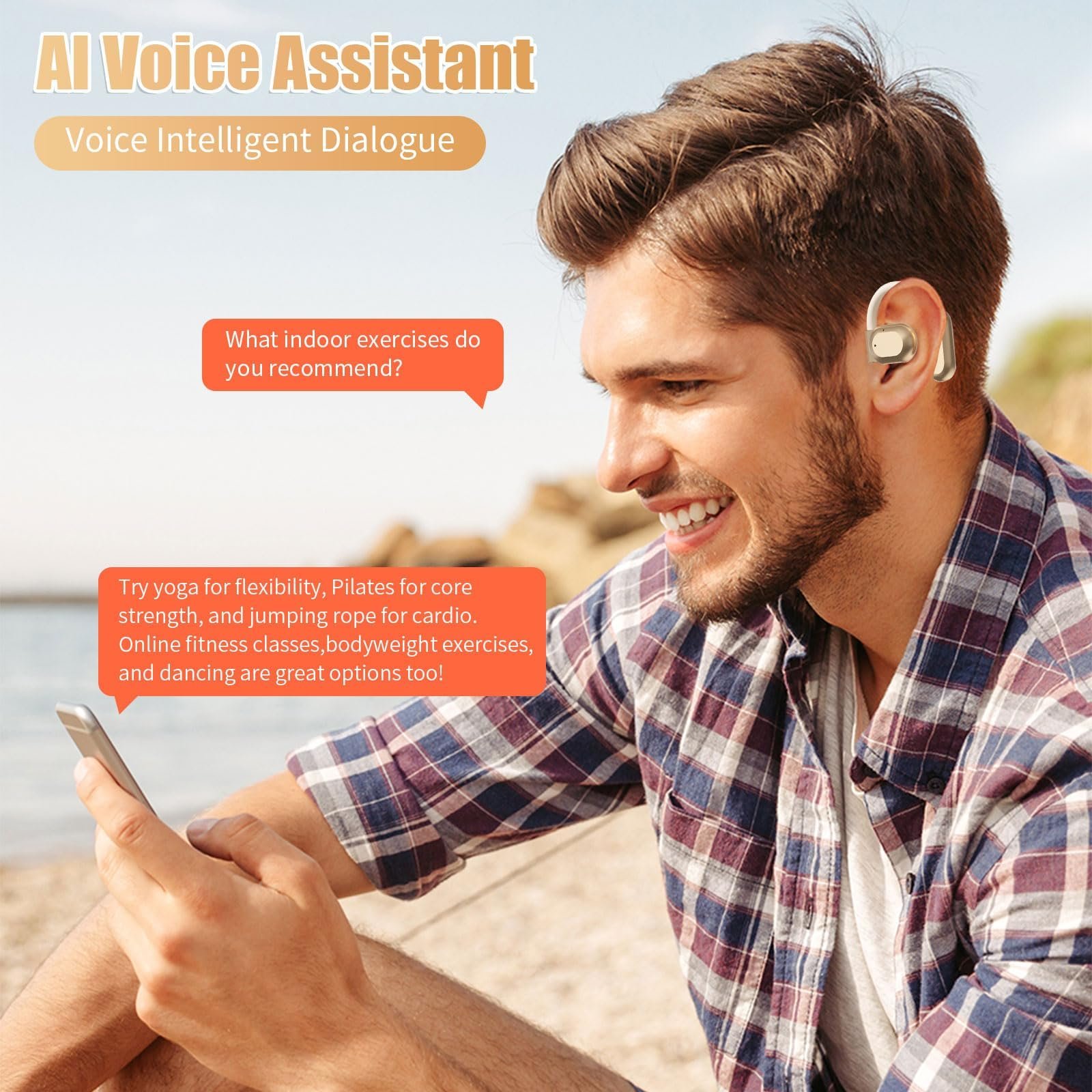 Навушники для перекладу голосу в реальному часі AI, підтримка 74 мов з AI Assistant для подорожей, навчання, бізнес-школи, фото №3