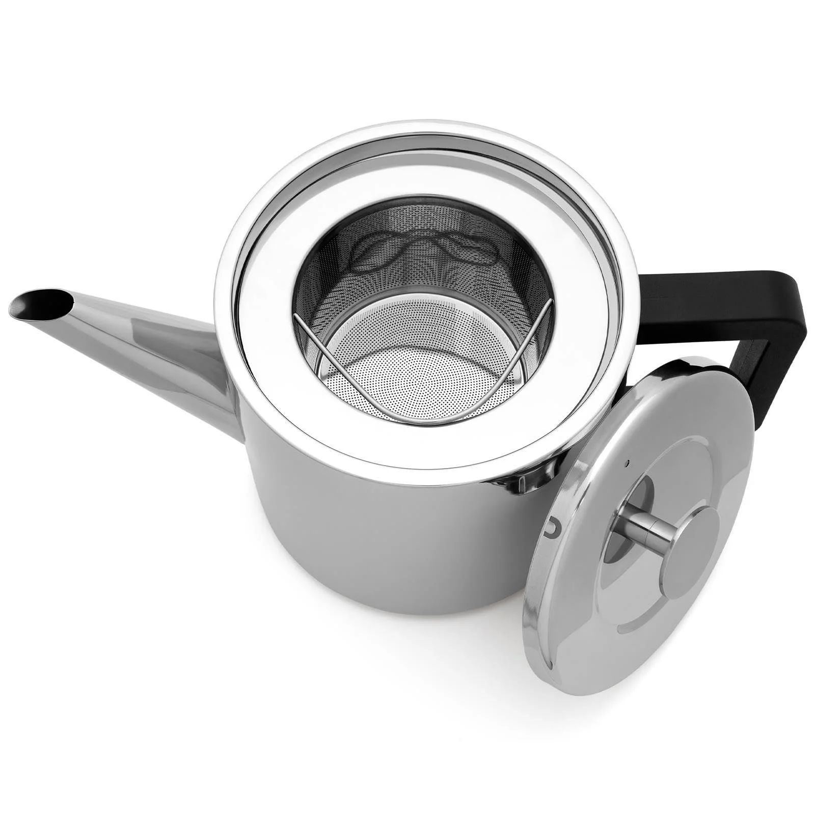 Чайник Small Shiny 1.1 літра з подвійними стінками, фільтром для чаю та чорною дерев'яною підставкою, фото №5