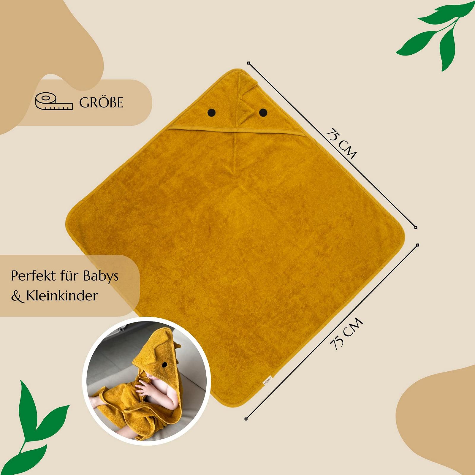 Полотенце с капюшоном Liomio Детское Dino Горчичный, 75 x 75 см, фото №4