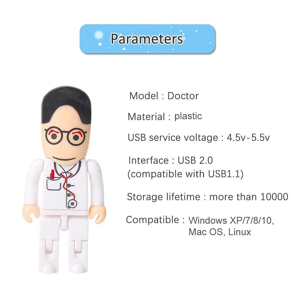 USB-флеш-накопичувач 32GB Cartoon Doctor Model USB 2.0 White, фото №6 USB-флеш-накопичувач 32GB Cartoon Doctor Model USB 2.0 White, фото №6
